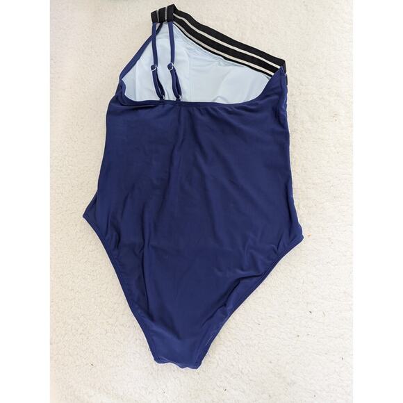 Cupshe Womens One Piece Swimsuit Size Large Blue Sheer One Shoulder - Picture 6 of 11